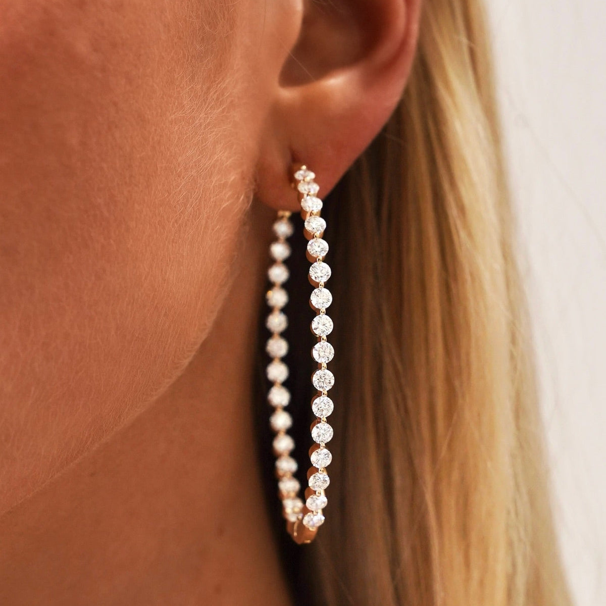 Midi Charlie Cloud® Double Sided Eternity Diamond Hoop Earrings 6.89 ctw