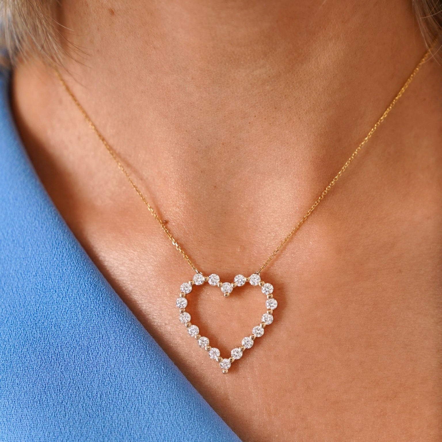 Midi Charlie Floating Diamond Heart Necklace 2.16 ctw | RW Fine