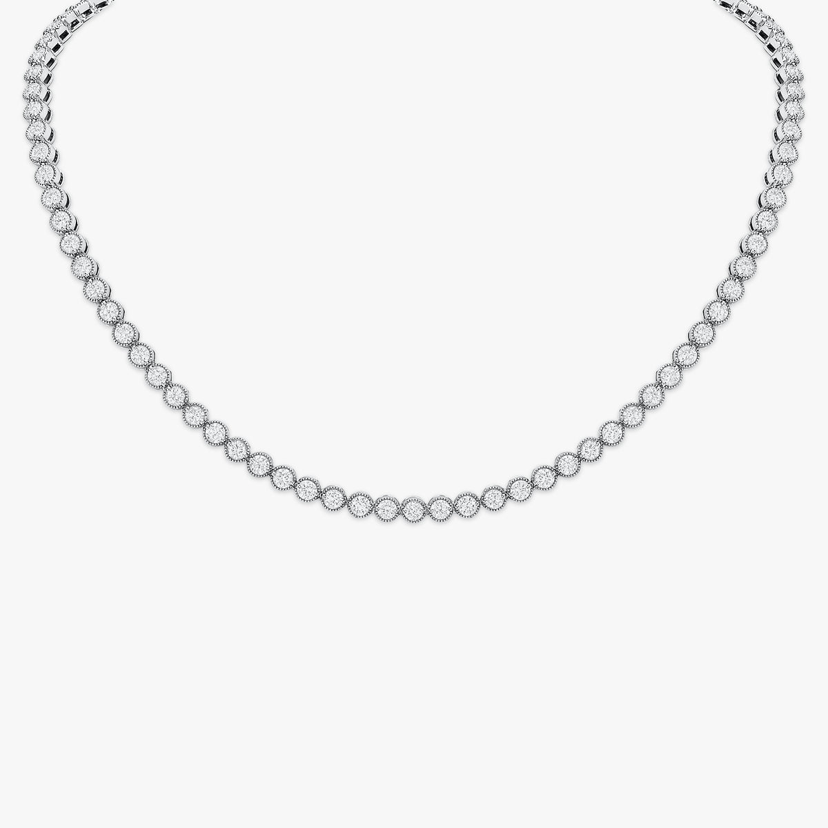 Milgrain Tennis Necklace 12.61 ctw