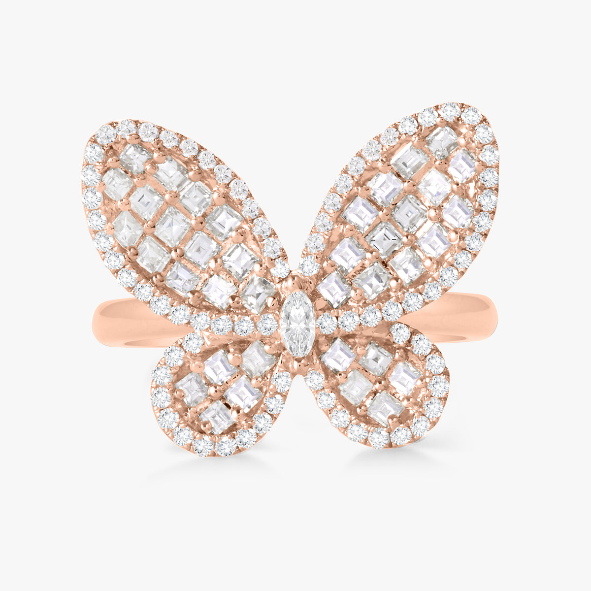 Mini Aurelia Asscher Cut Diamond Butterfly Cocktail Ring 1.21 ctw