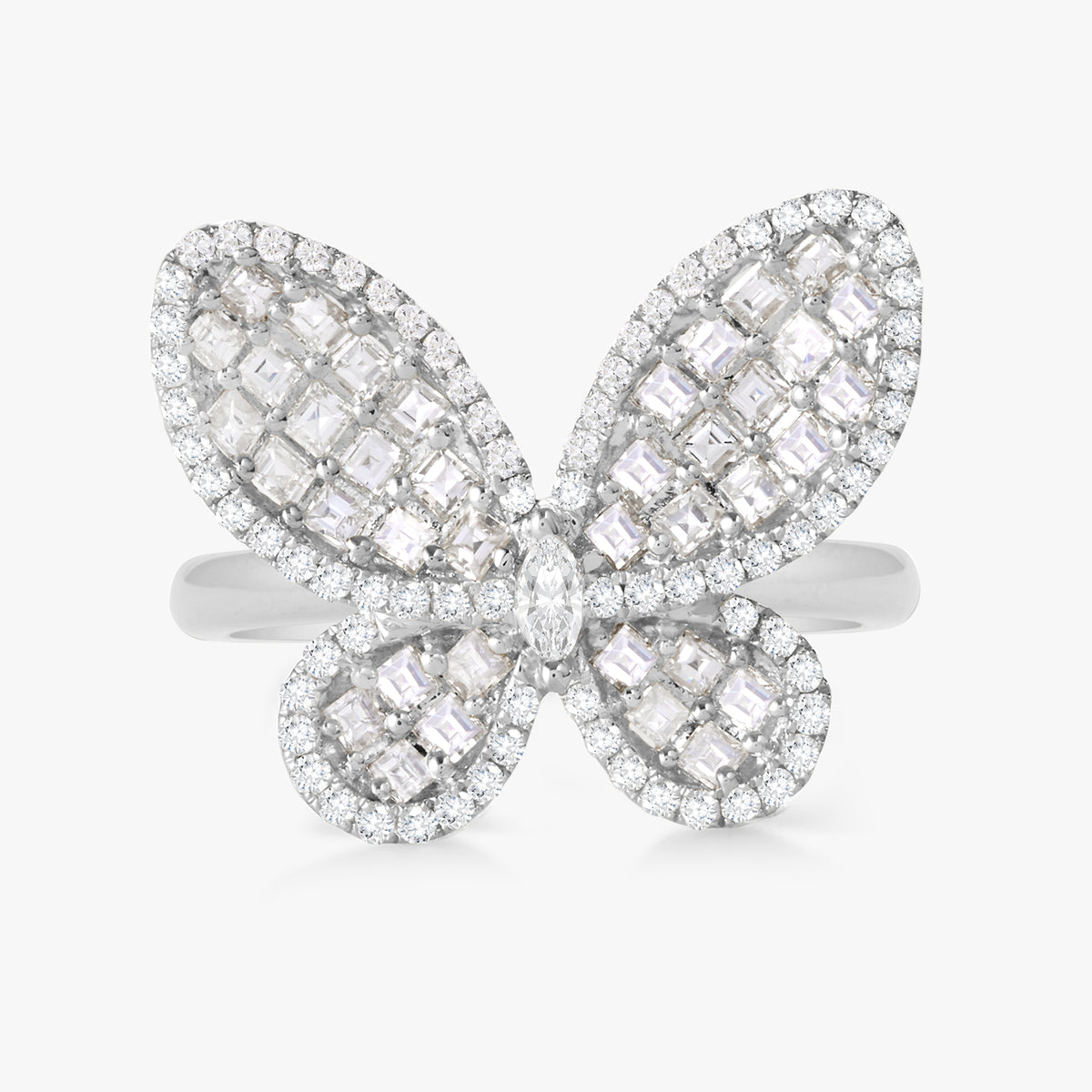 Mini Aurelia Asscher Cut Diamond Butterfly Cocktail Ring 1.21 ctw