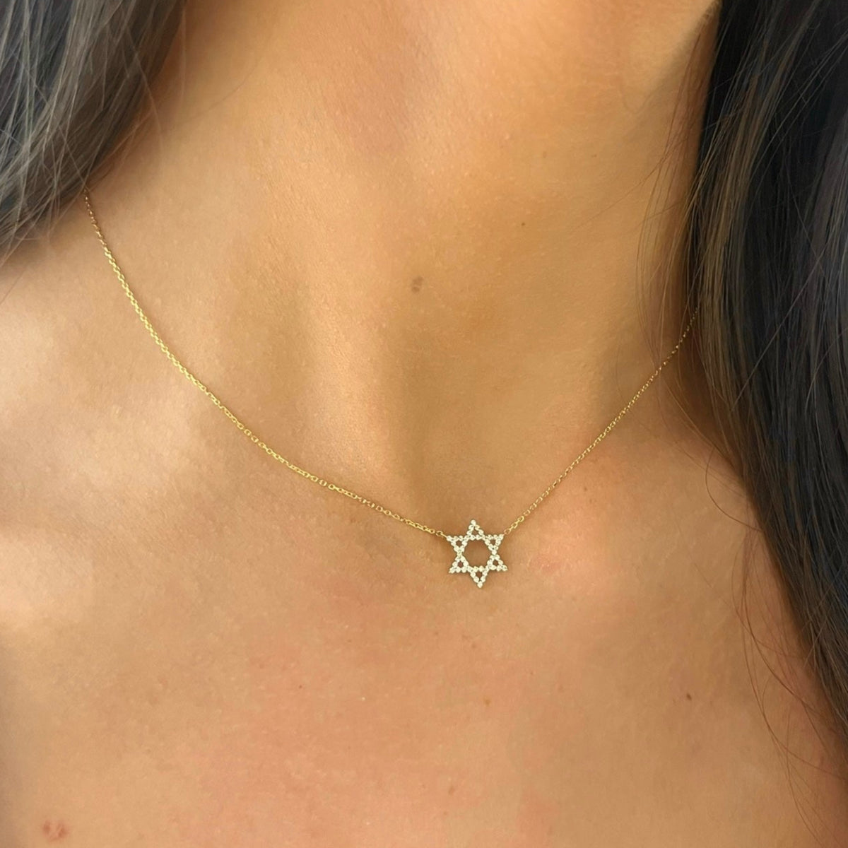 Mini Charlie Cloud® Floating Star of David Diamond Necklace 0.12 ctw