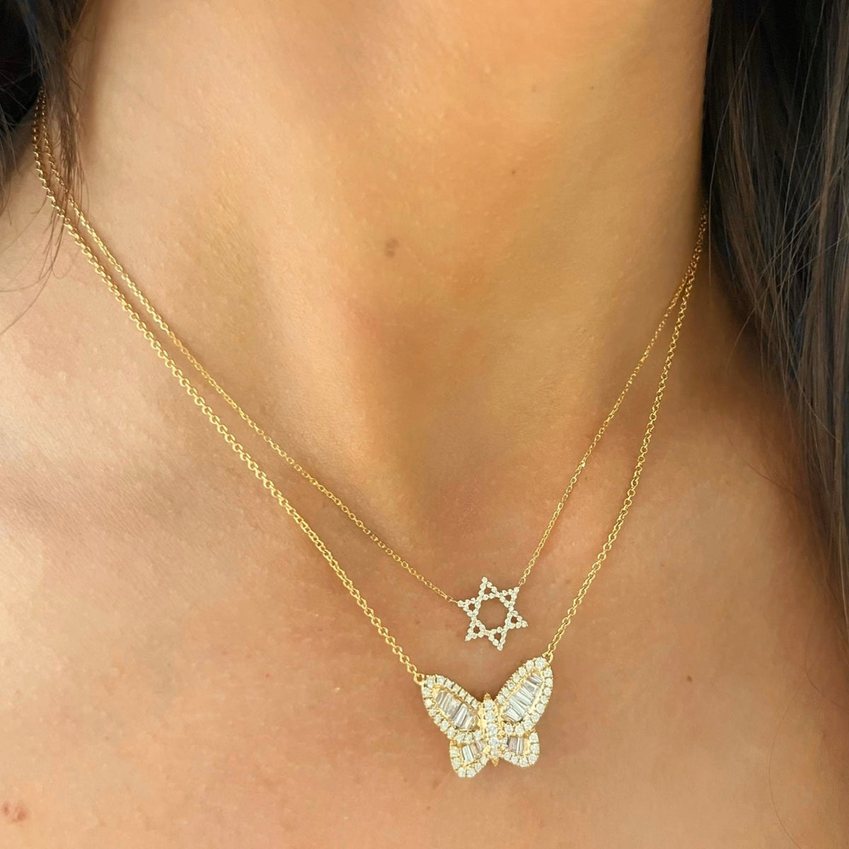 Mini Charlie Cloud® Floating Star of David Diamond Necklace 0.12 ctw