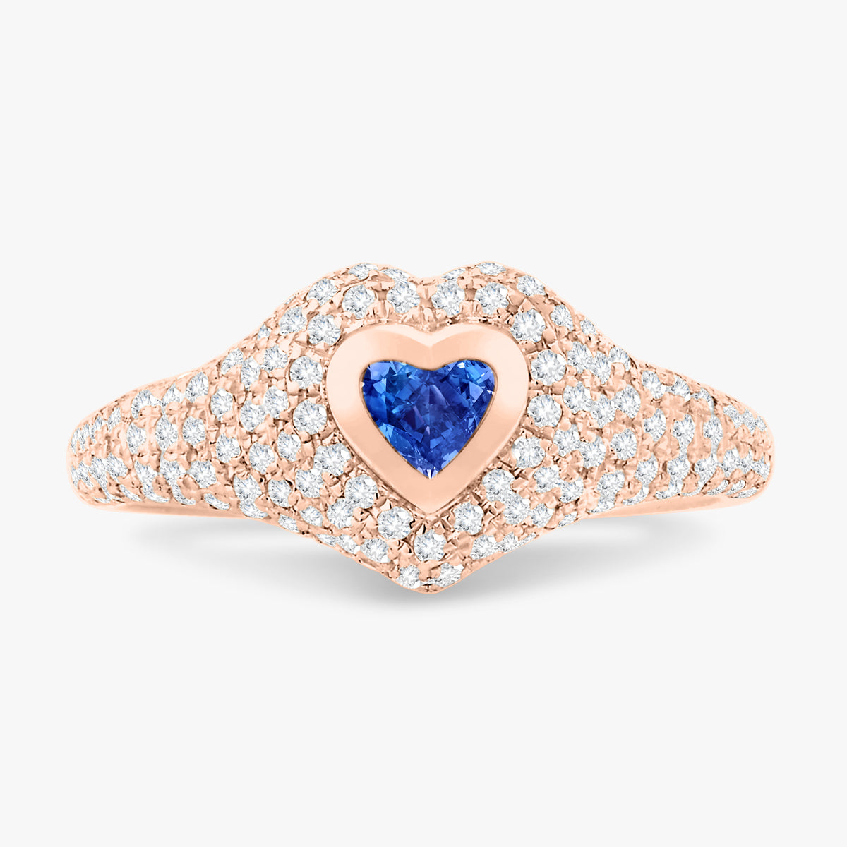 Mini Heart Pave Diamond Signet Ring 0.50 ctw