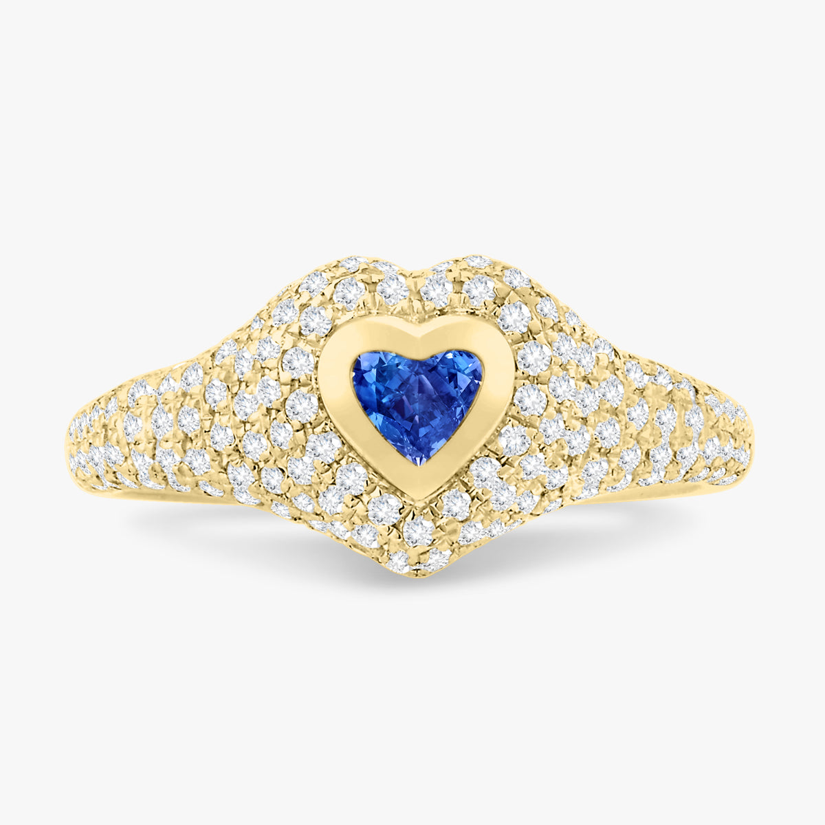 Mini Heart Pave Diamond Signet Ring 0.50 ctw
