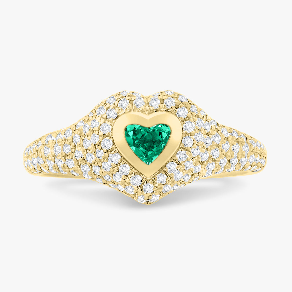 Mini Heart Pave Diamond Signet Ring 0.50 ctw