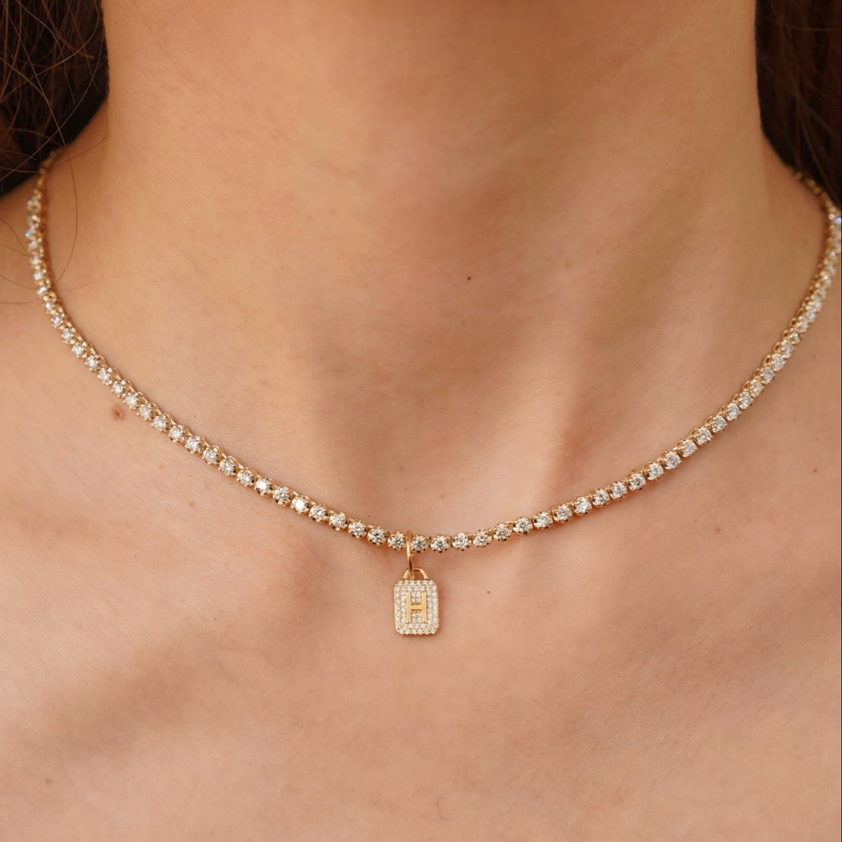 Mini Pave Diamond Initial Charm