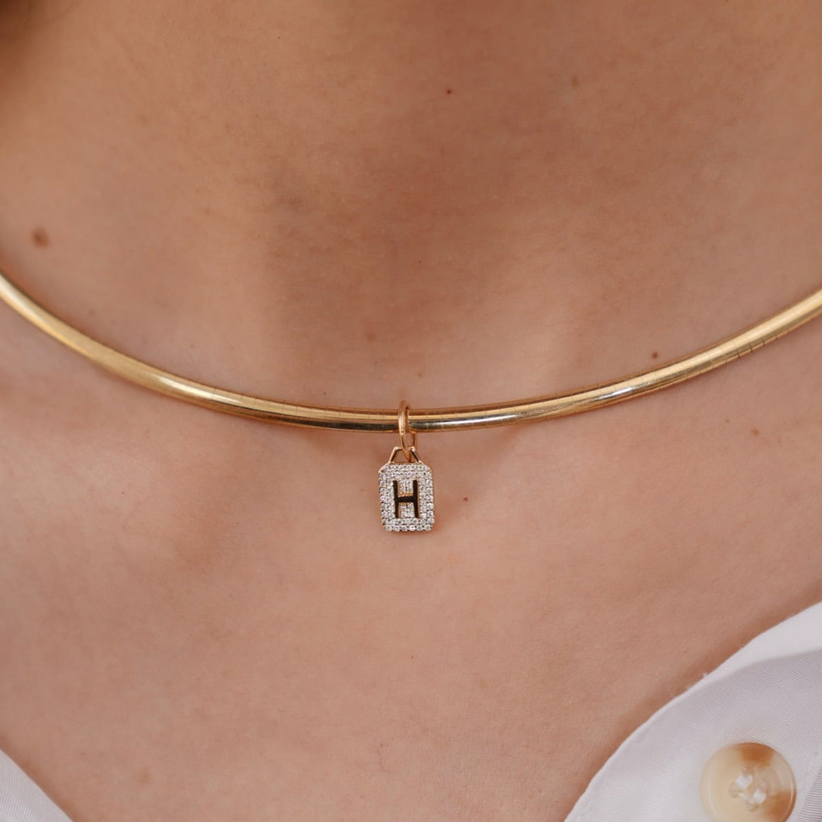 Mini Pave Diamond Initial Charm