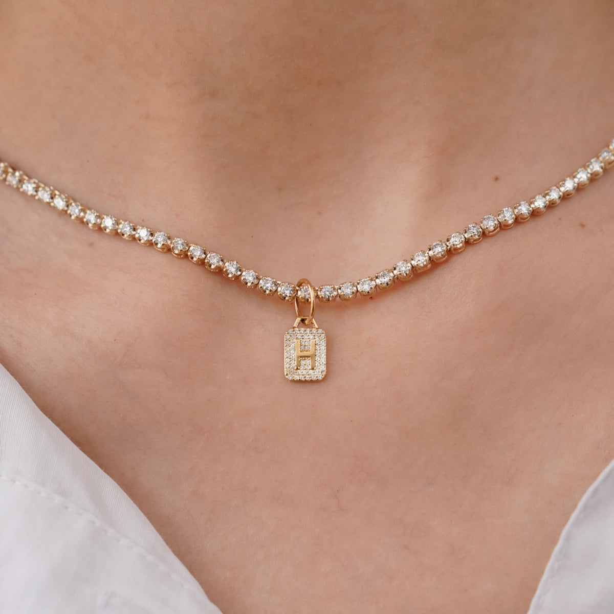 Mini Pave Diamond Initial Charm