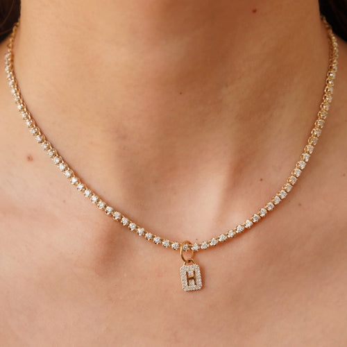 Mini Pave Diamond Initial Charm