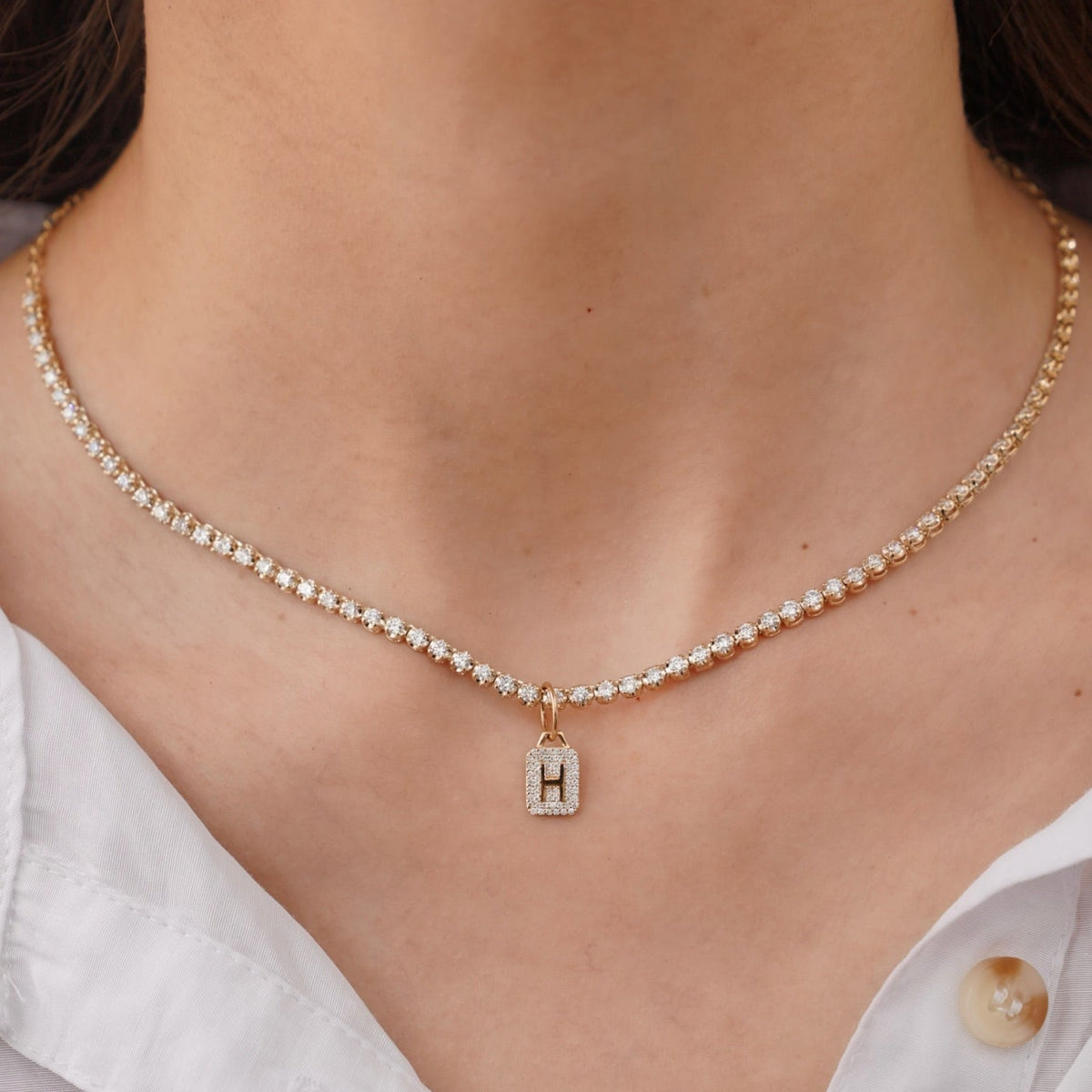 Mini Pave Diamond Initial Charm