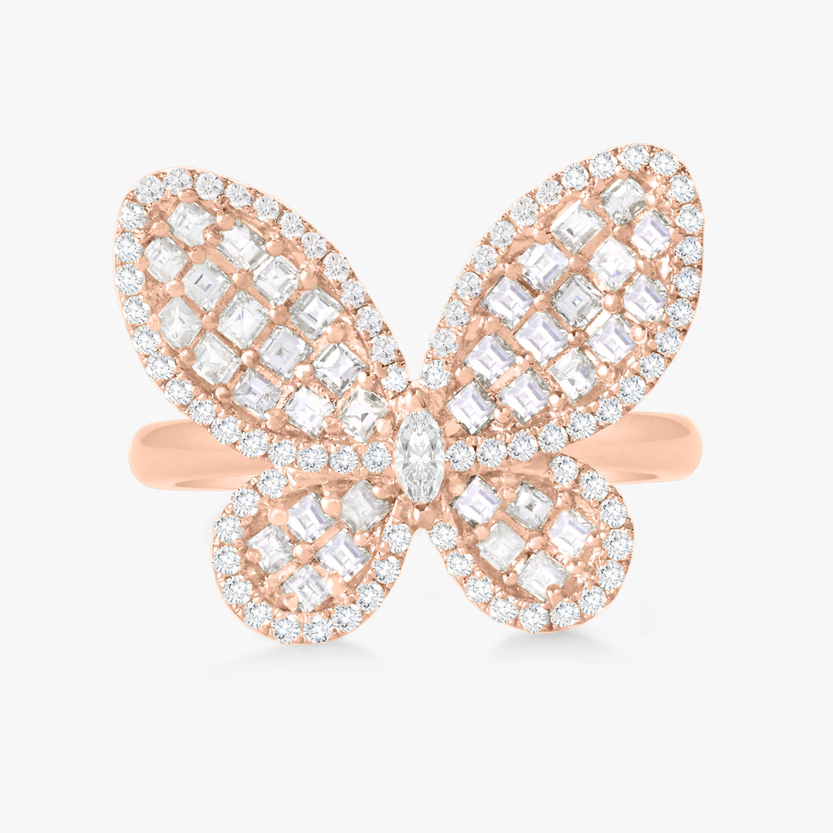 Mini Aurelia Asscher Cut Diamond Butterfly Cocktail Ring 1.21 ctw