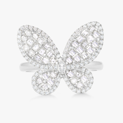 Mini Aurelia Asscher Cut Diamond Butterfly Cocktail Ring 1.21 ctw