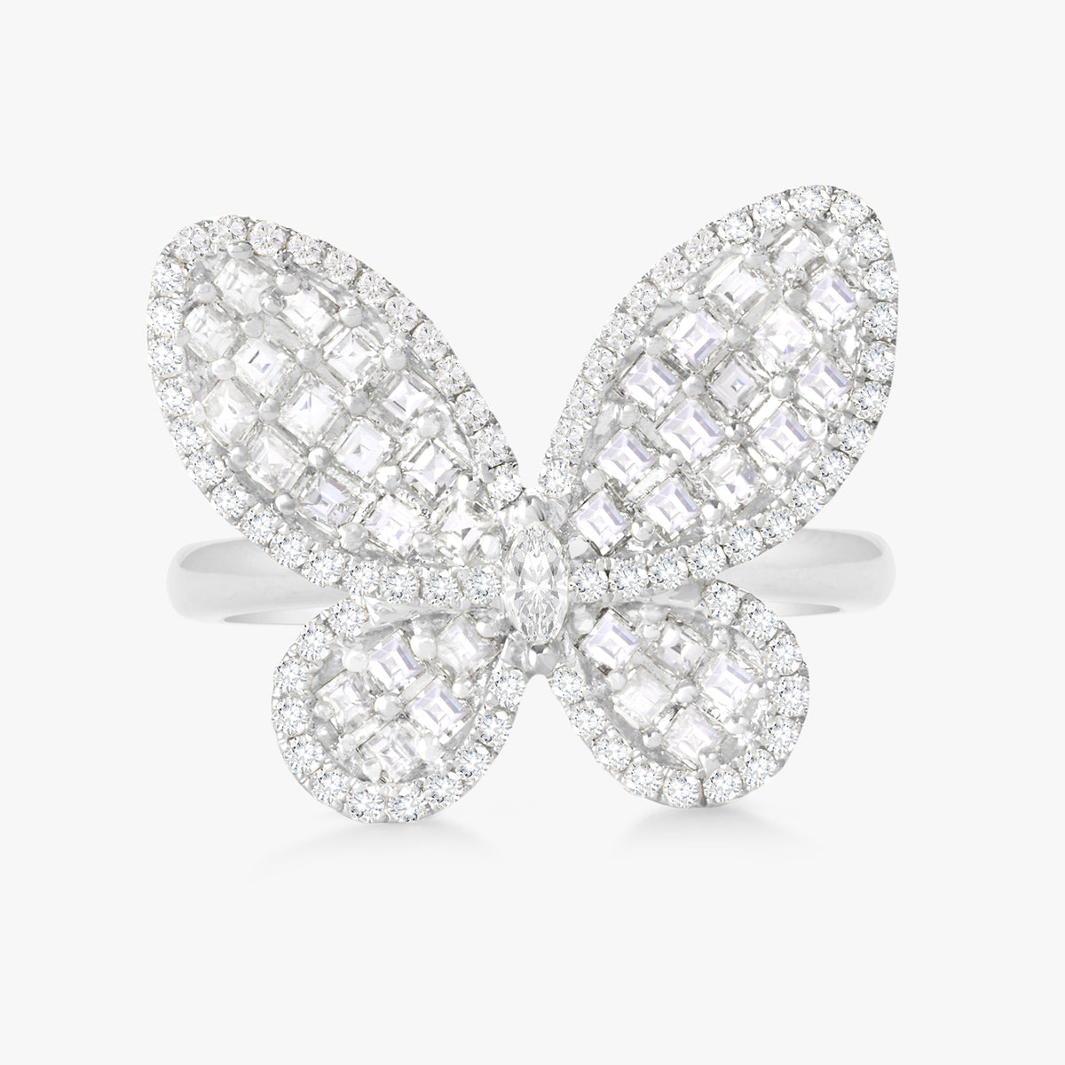 Mini Aurelia Asscher Cut Diamond Butterfly Cocktail Ring 1.21 ctw