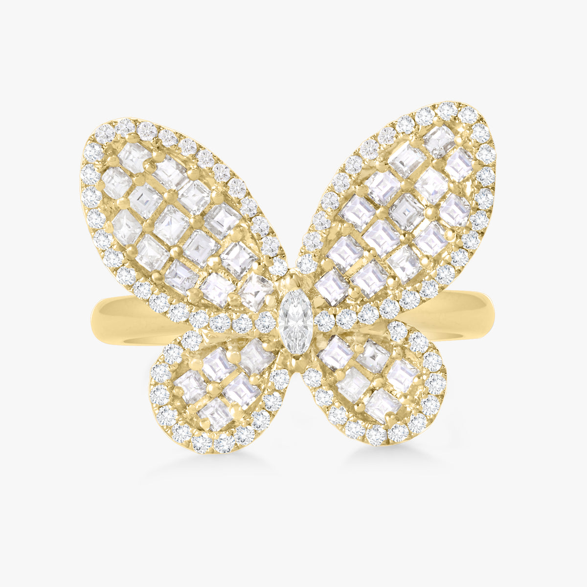 Mini Aurelia Asscher Cut Diamond Butterfly Cocktail Ring 1.21 ctw