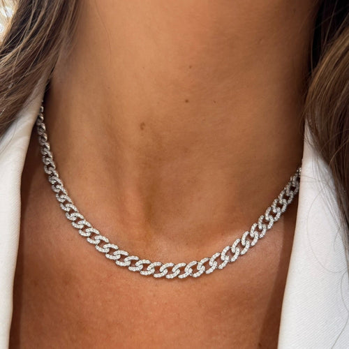 Mini Gia Curb Link Pave Diamond Necklace 4.50 ctw