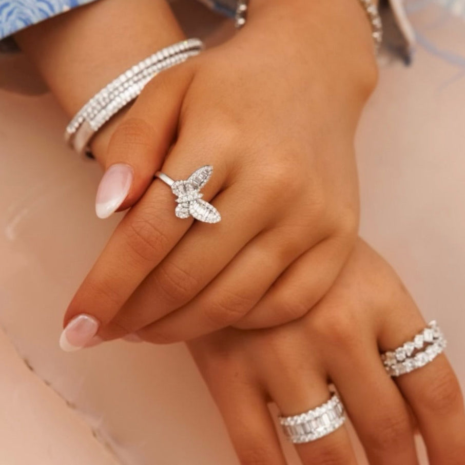 Mini Ophelia Single Baguette Butterfly Ring