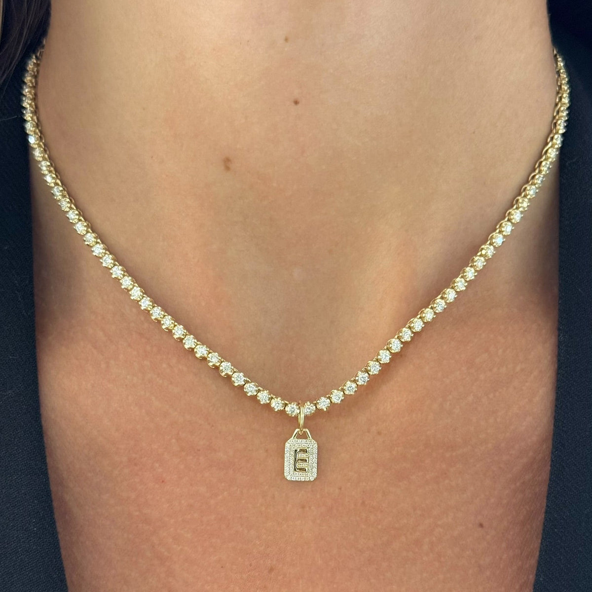 Mini Pave Diamond Initial Charm