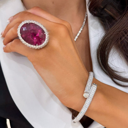 Miramar Pave Puff Diamond Crossover Bangle 7 ctw