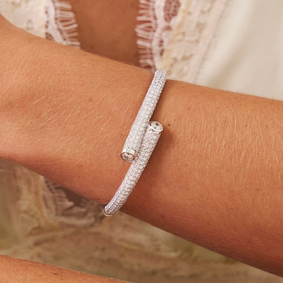 Miramar Pave Puff Diamond Crossover Bangle 7 ctw