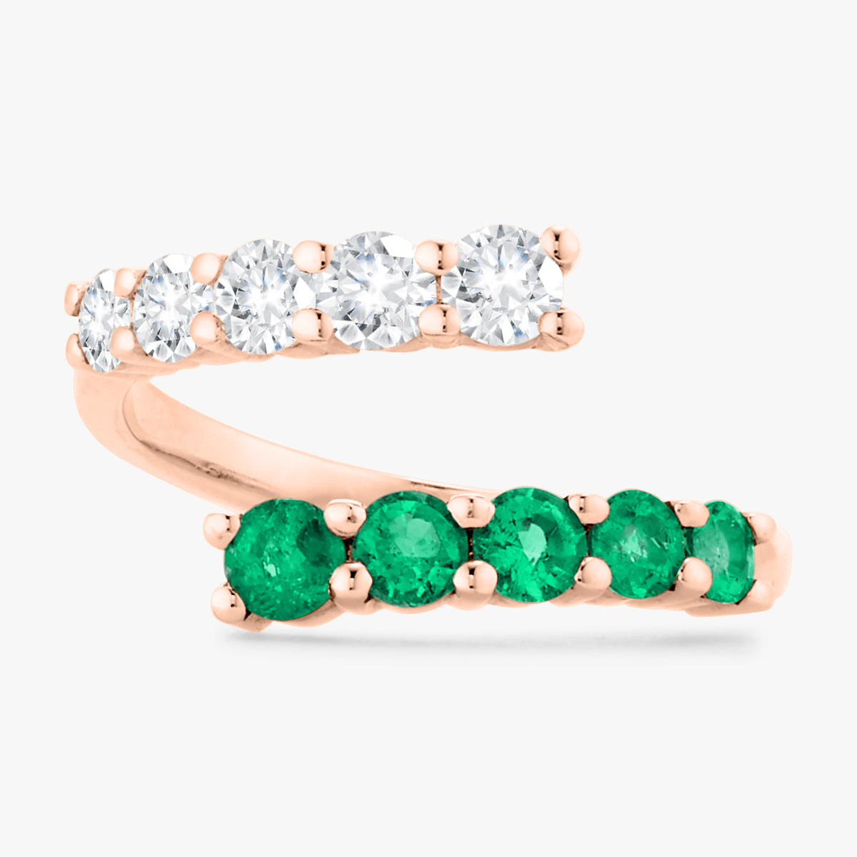 Misha Green Emerald & Diamond Crossover Ring