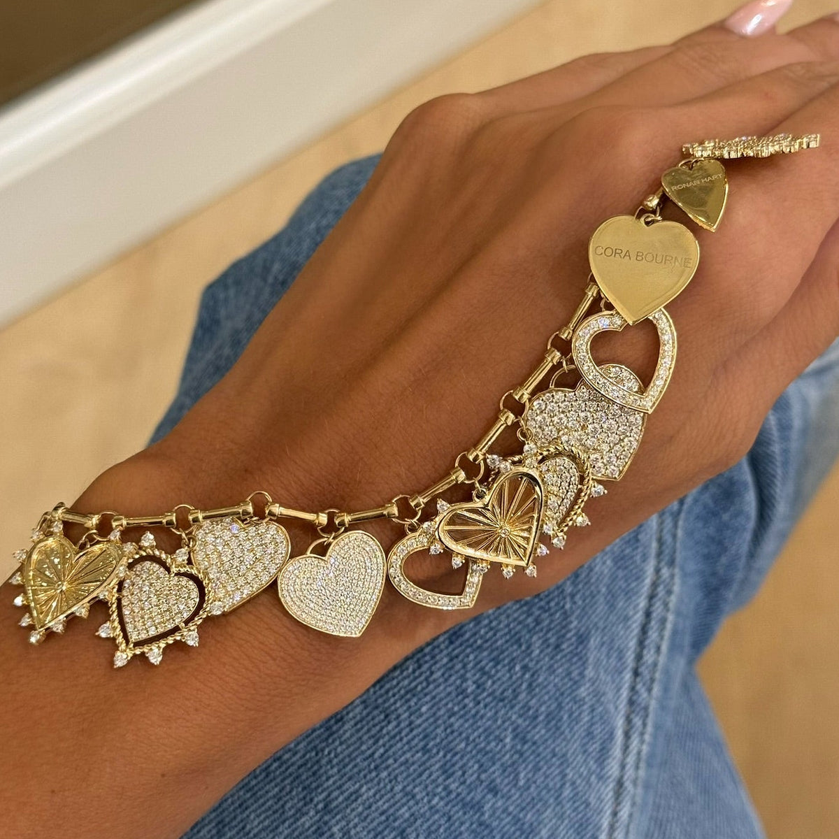 Miss Matthews Dangling Adjustable Heart Charm Necklace 5.63 ctw