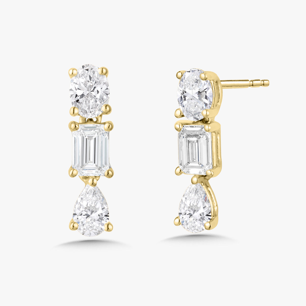 Mini Parke Multi Mixed Shape Diamond Dangle Stud Earrings 0.50 ctw