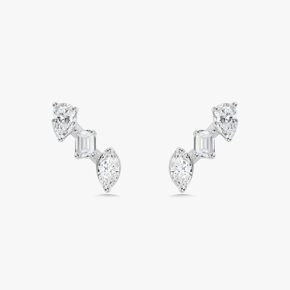 Mixed Shape Diamond Bar Stud Earrings