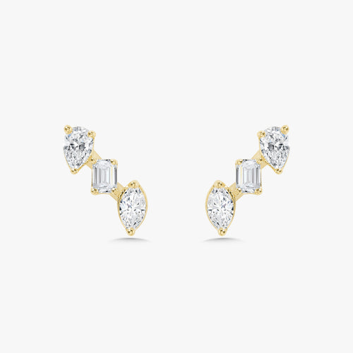 Mixed Shape Diamond Bar Stud Earrings