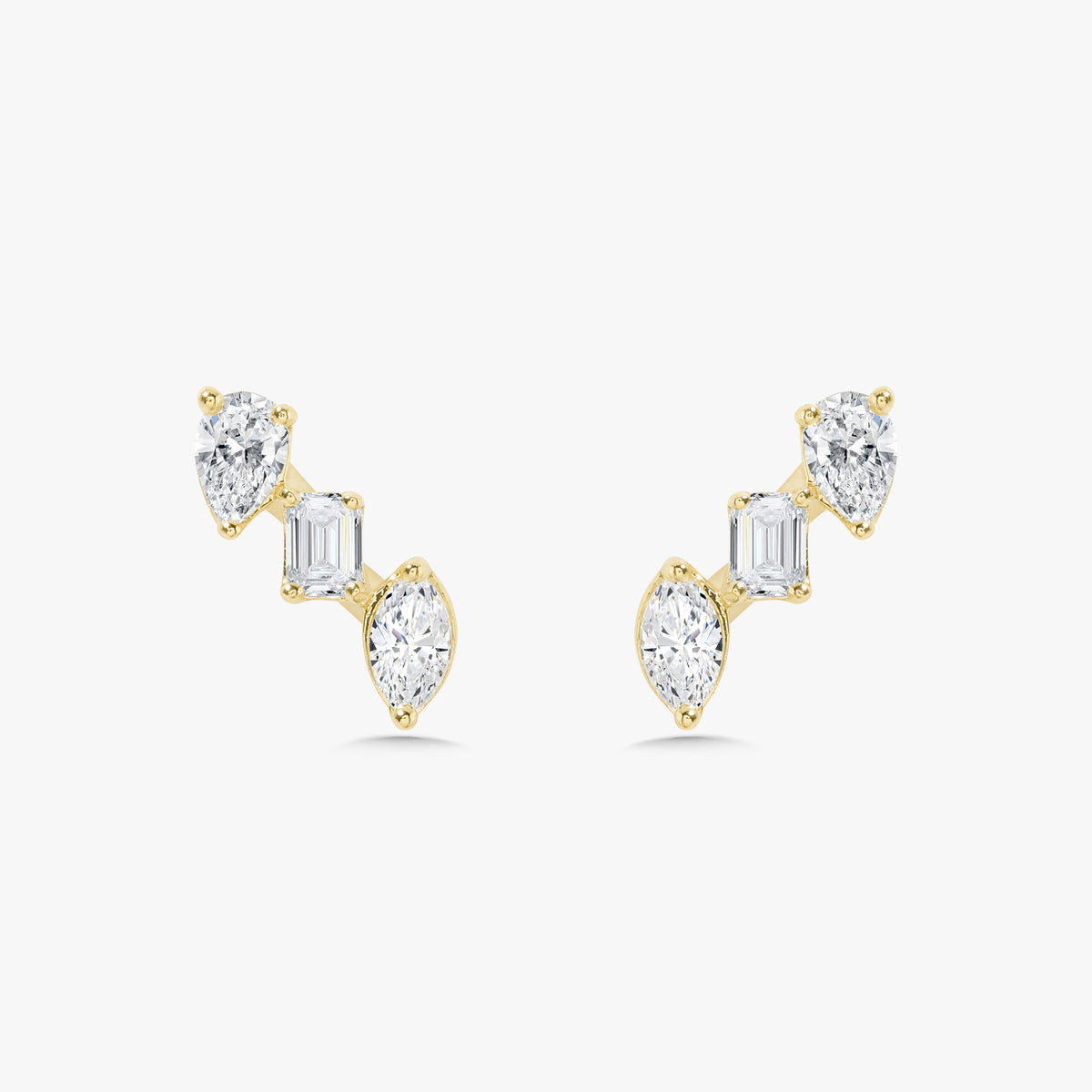 Mixed Shape Diamond Bar Stud Earrings