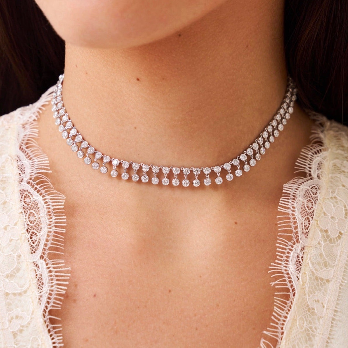 Muse Dangle Bezeled Diamond Adjustable Necklace