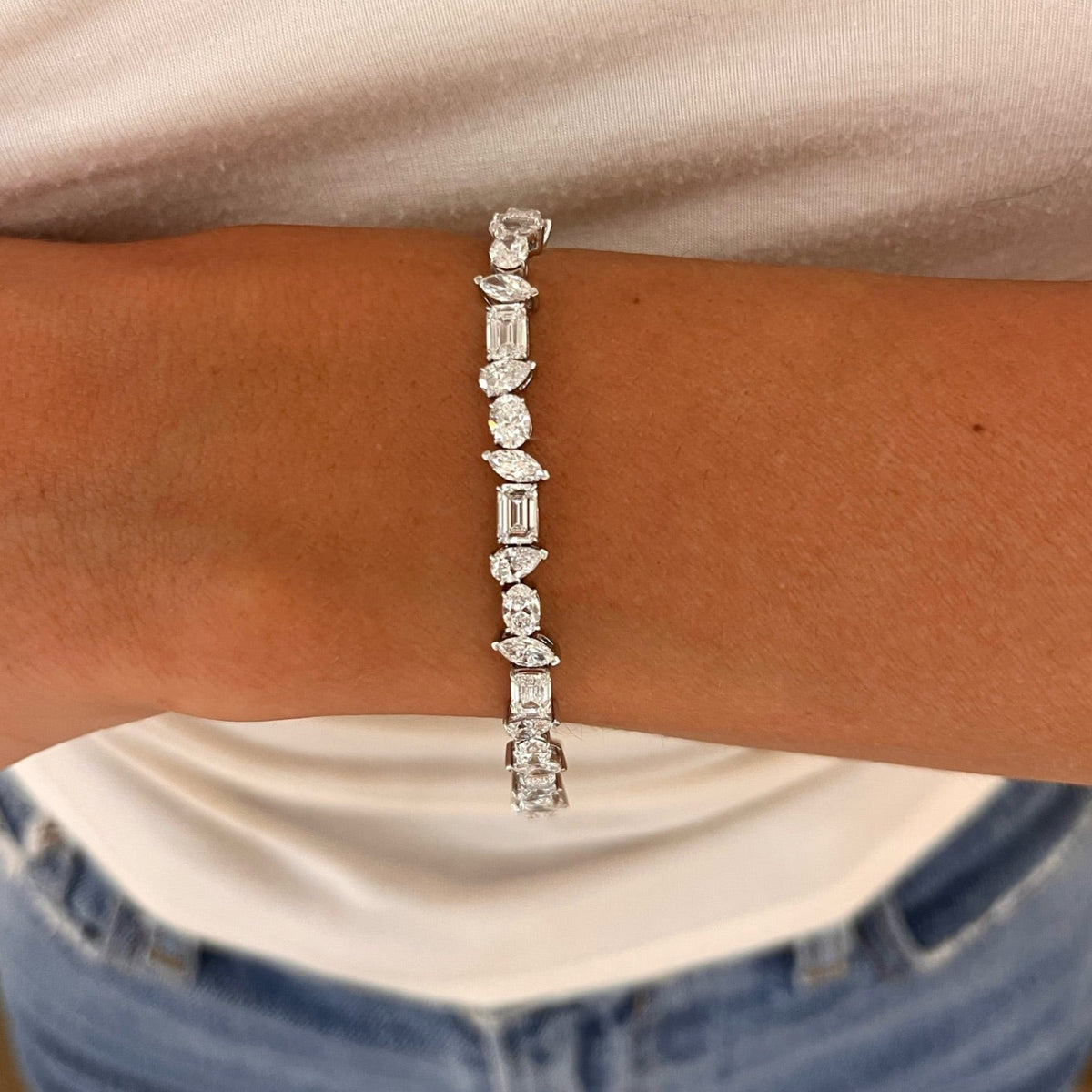 Axel Multi Mixed Shape Diamond Tennis Bracelet 11.59 ctw