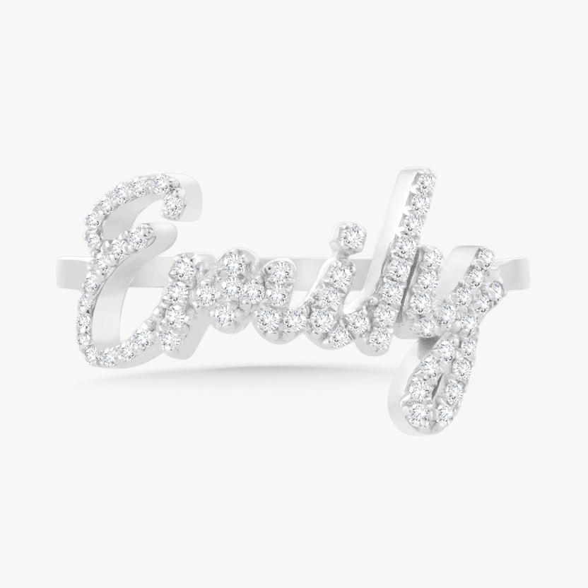 Custom Diamond Script Name Ring – RWFJ