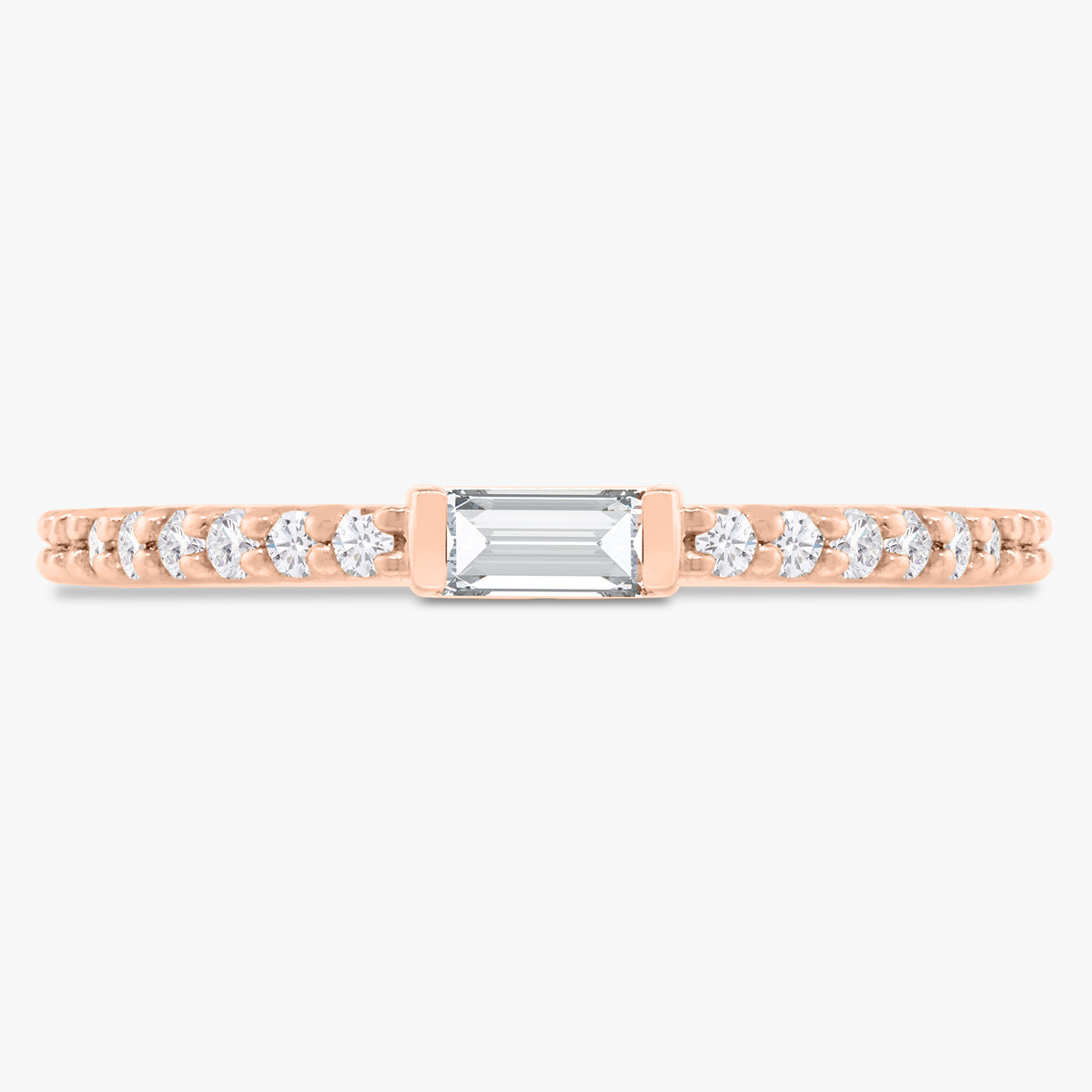 Baguette Birthstone and Diamond Stacking Band Ring