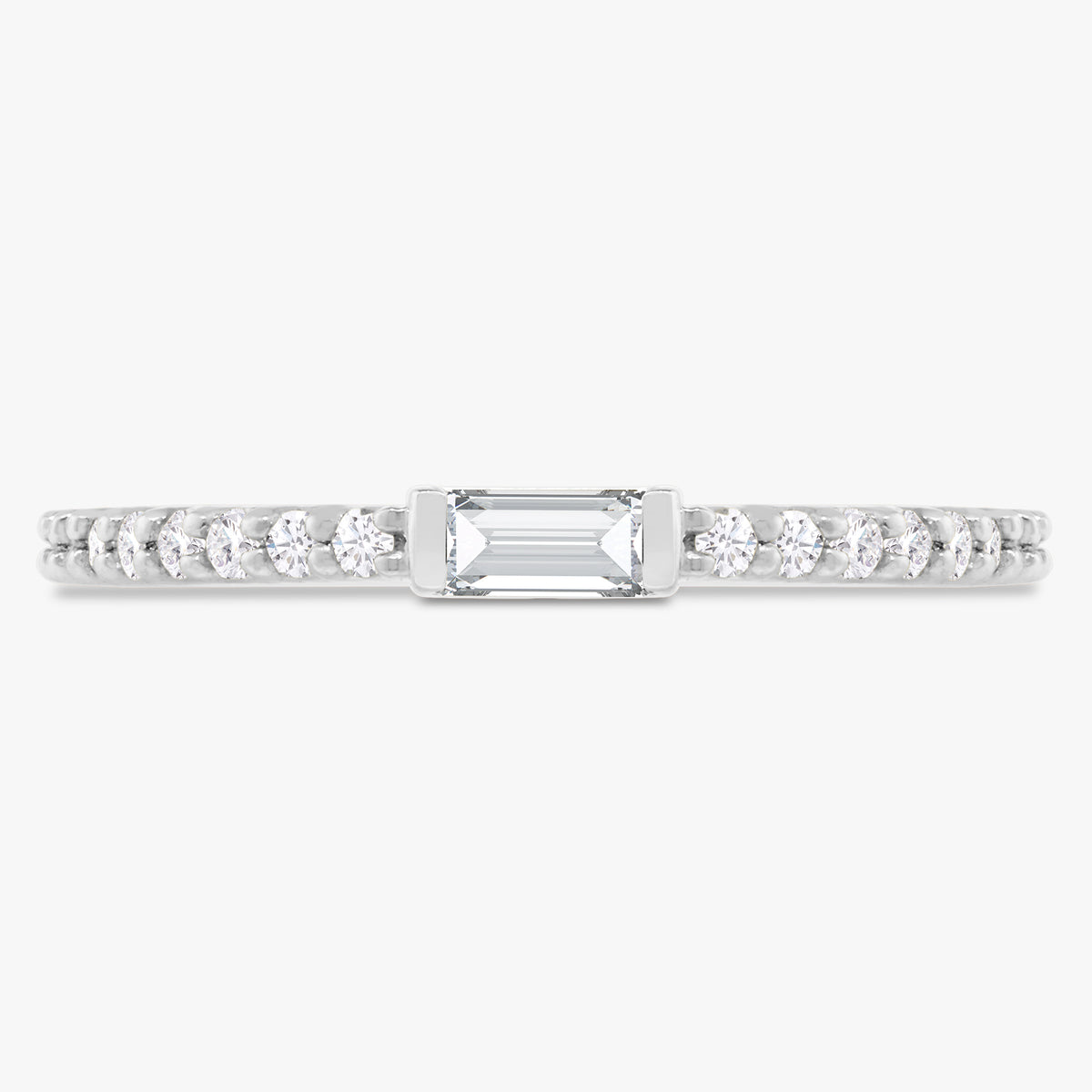 Baguette Birthstone and Diamond Stacking Band Ring