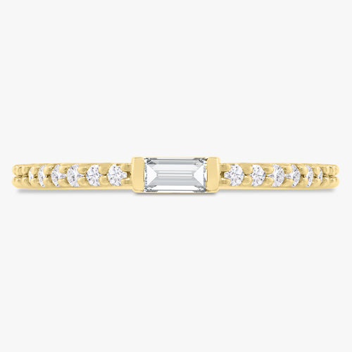 Baguette Birthstone and Diamond Stacking Band Ring