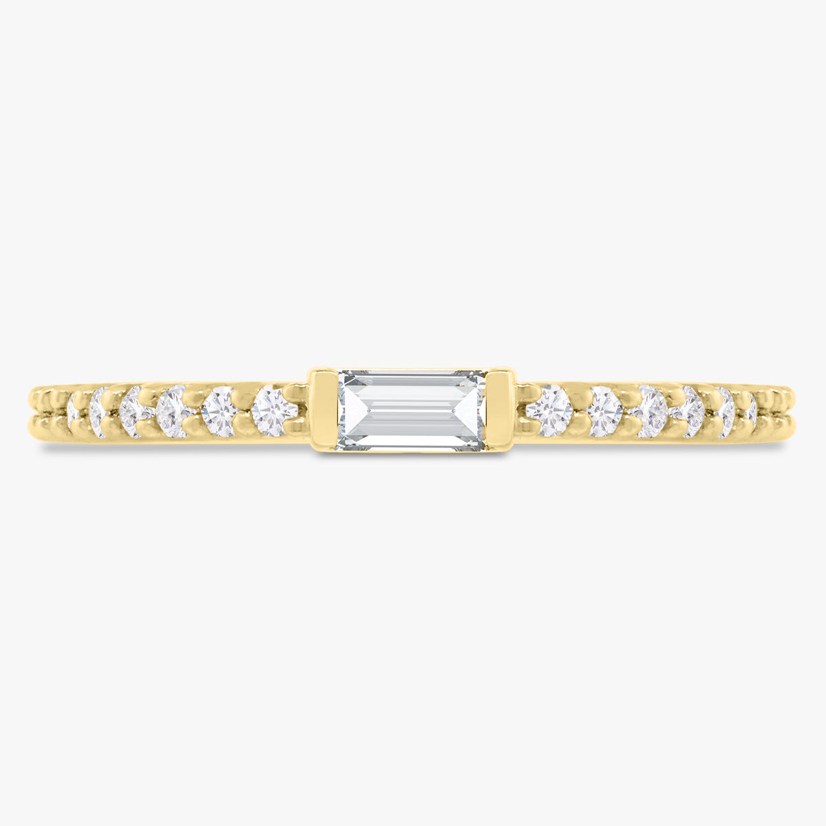 Baguette Birthstone and Diamond Stacking Band Ring