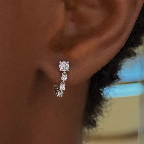 diamond stud chain earrings
