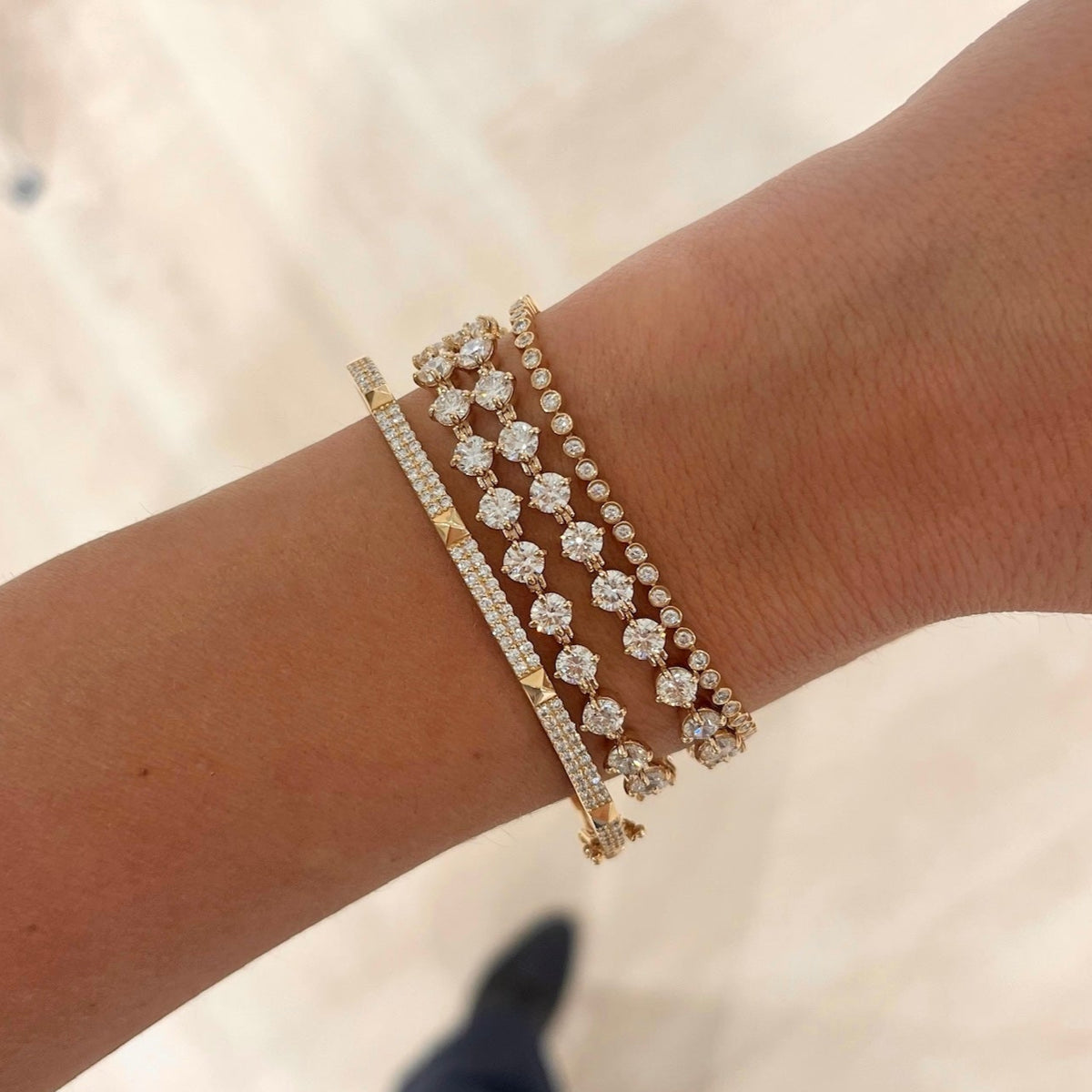 Nikita Studded Pave Diamond Bangle Bracelet, The Charlie Cloud® Multi-Way Floating Diamond Tennis Bracelet & Choker Necklace 12.24 ctw