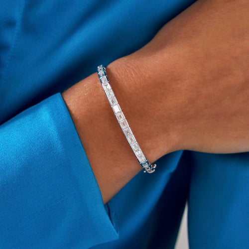 Noa Emerald Cut Bezeled Diamond Bangle Bracelet 3.75 ctw
