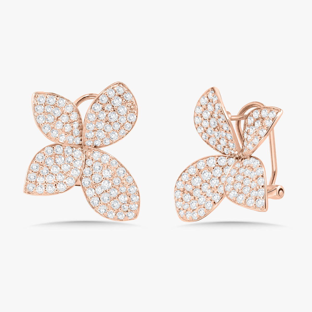 Octavia Pave Diamond Orchid Stud Earrings 2.25 ctw