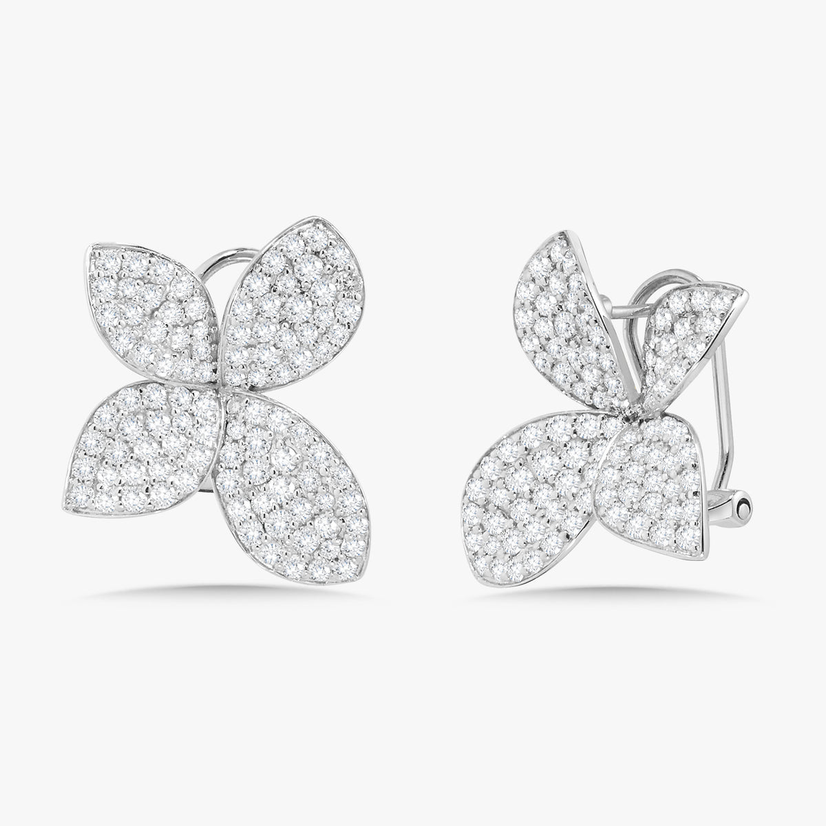 Octavia Pave Diamond Orchid Stud Earrings 2.25 ctw