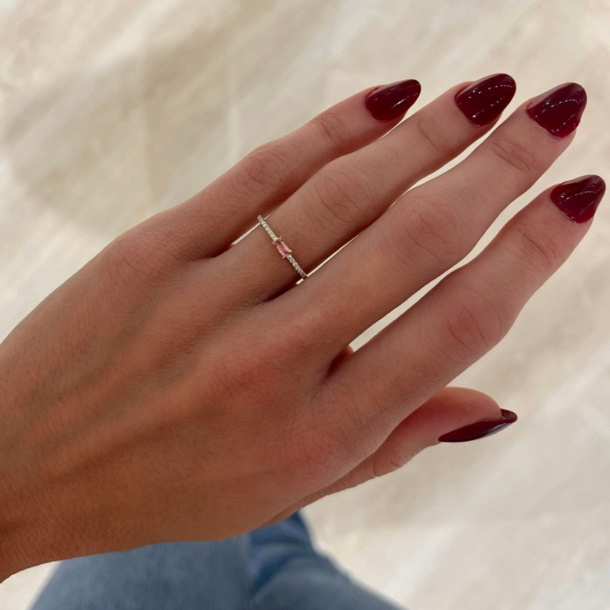 Baguette Birthstone and Diamond Stacking Band Ring
