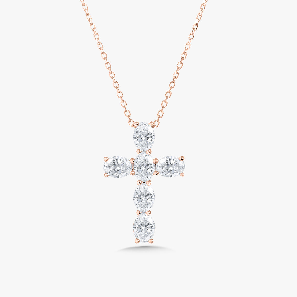 Odessa Oval Diamond Cross Necklace 1.20 ctw