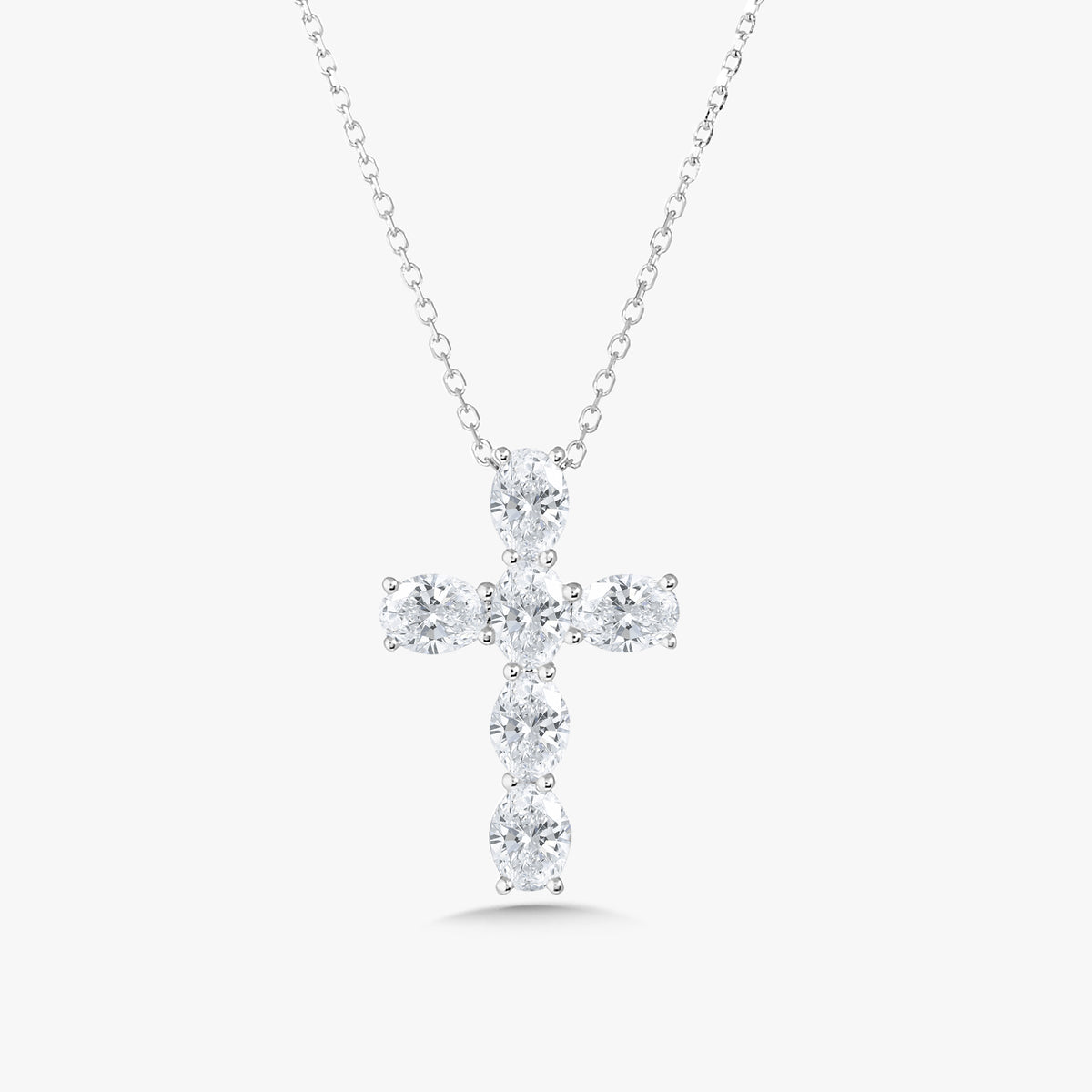 Odessa Oval Diamond Cross Necklace 1.20 ctw