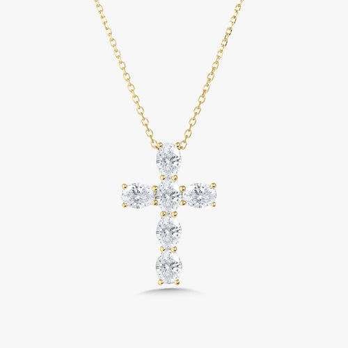 Odessa Oval Diamond Cross Necklace 1.20 ctw
