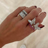 Ophelia Baguette Butterfly Ring, Baguette Birthstone and Diamond Stacking Band Ring, Best of Both Emerald Cut and Oval Eternity Band, Gianna Baguette Diamond Ring 3.08 ctw