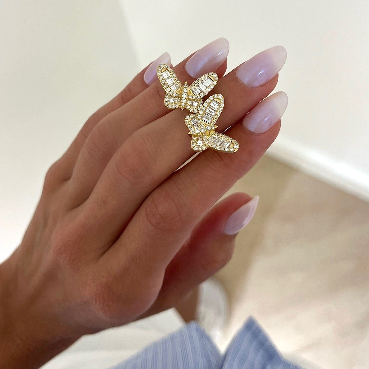 Ophelia Baguette Butterfly Ring