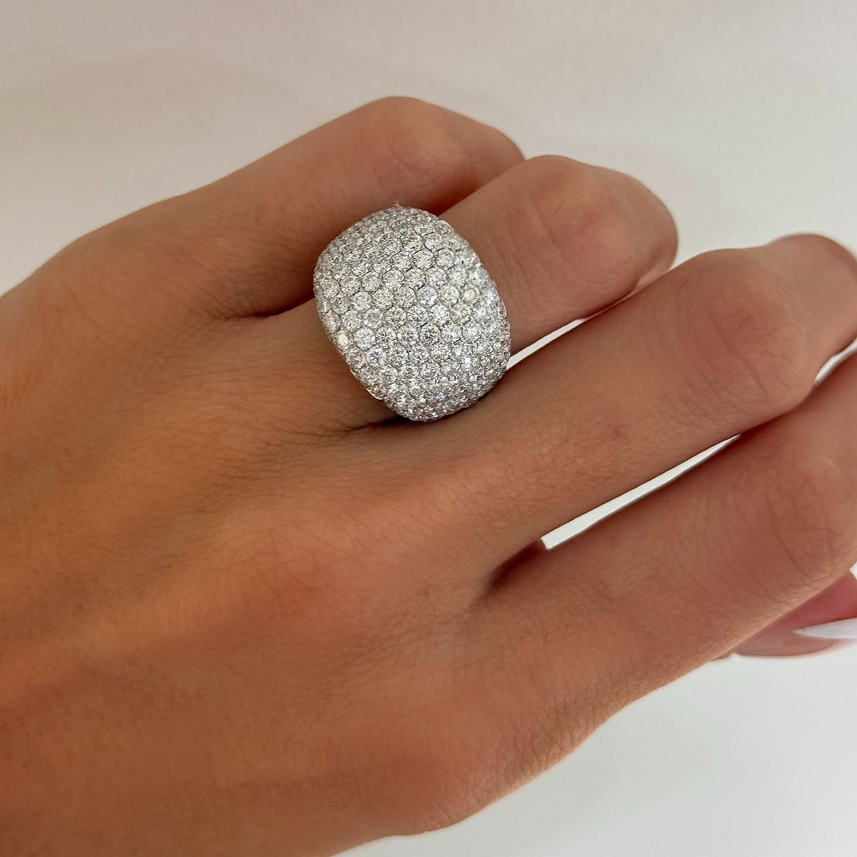 Oriana Pave Puff Diamond Dome Cocktail Ring 5.10 ctw