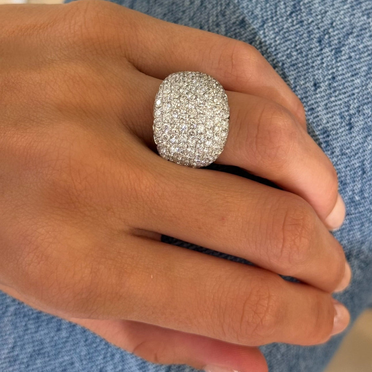 Oriana Pave Puff Diamond Dome Cocktail Ring 5.10 ctw
